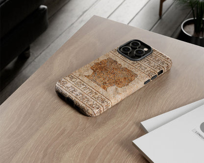 Gemini Zodiac ancient hieroglyphics on stone iPhone case