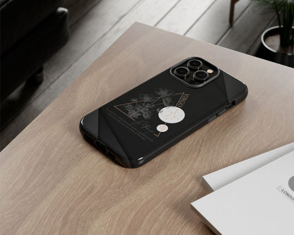 Virgo Zodiac sign birth flowers on black papers iPhone case