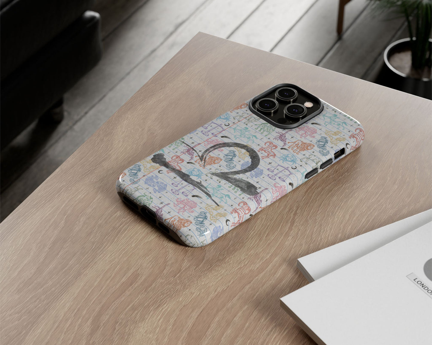 Libra Zodiac sign colorful drawings on notebook iPhone case