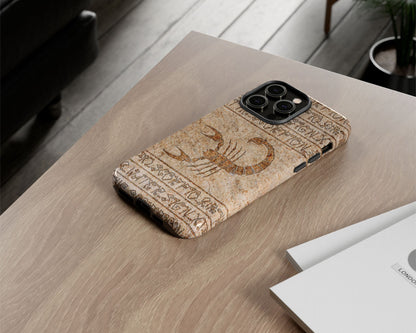 Scorpio Zodiac ancient hieroglyphics on stone iPhone case