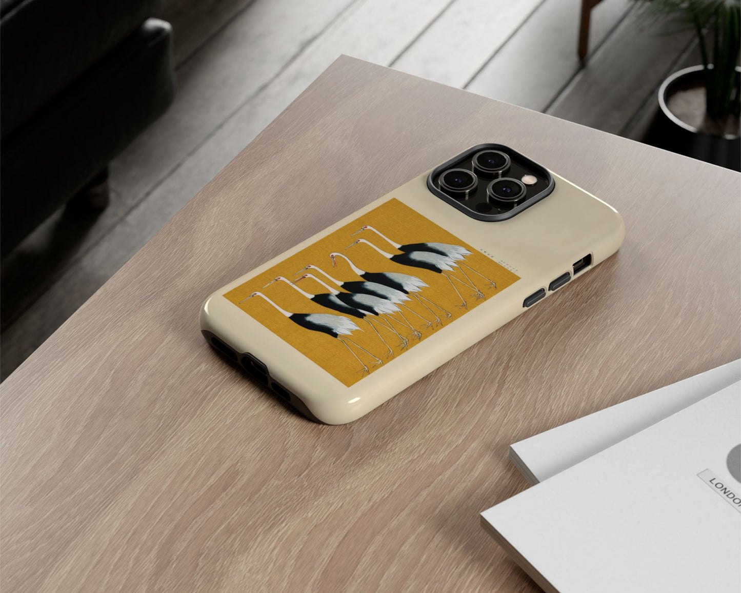 Ogata Korin - A Traditional Portrait of a Flock of Beautiful Japanese Red Crown Crane iPhone case