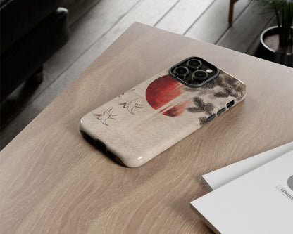 Katsushika Hokusai - Birds and Sunset iPhone case