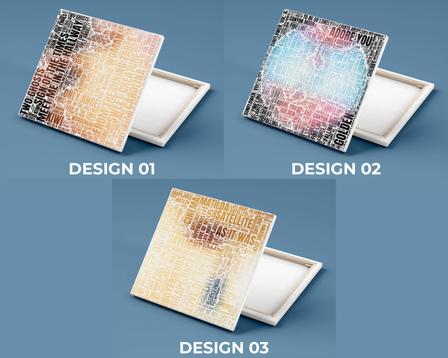 Set of word art album covers square canvas wall decor