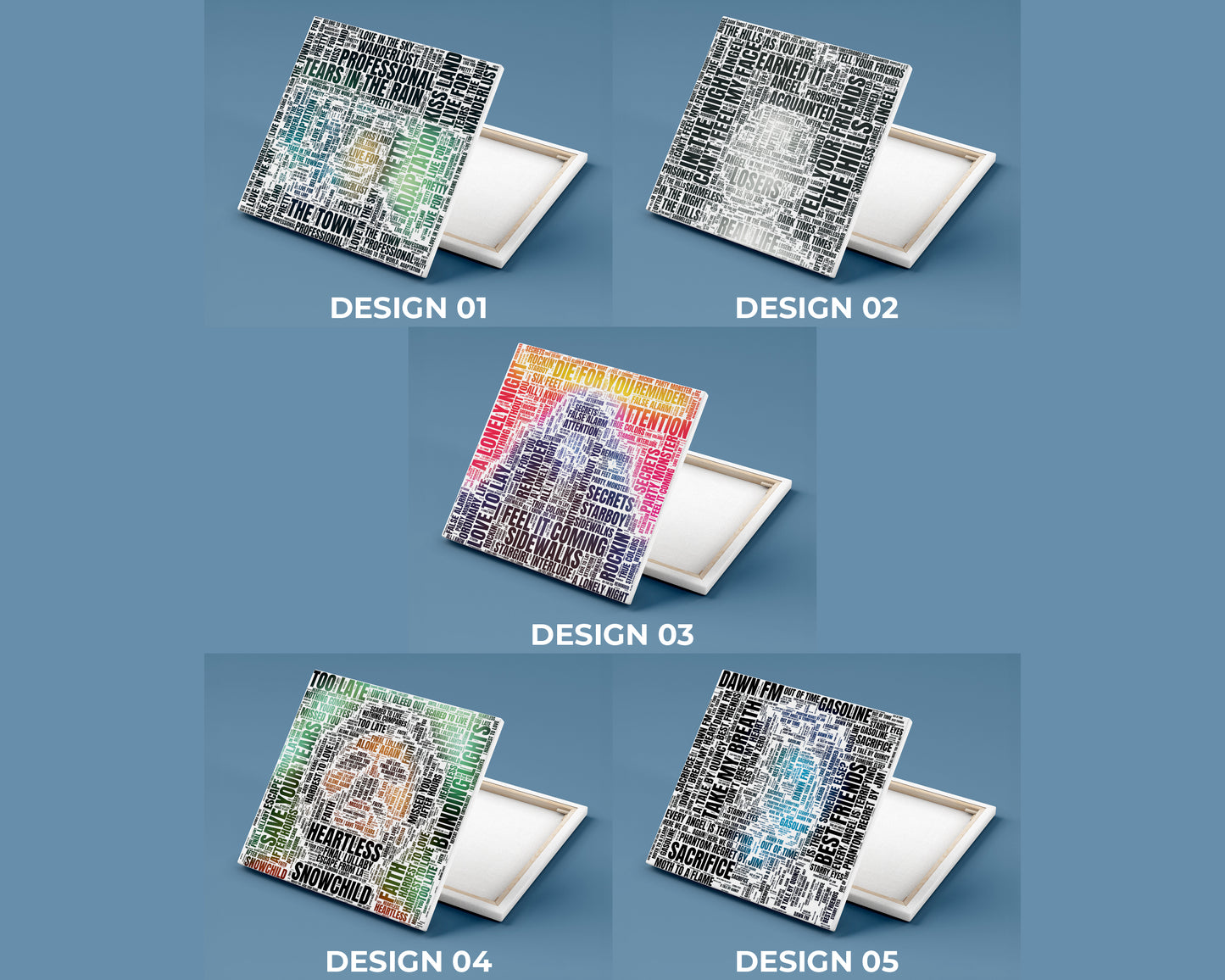 Set of word art album covers square canvas wall decor