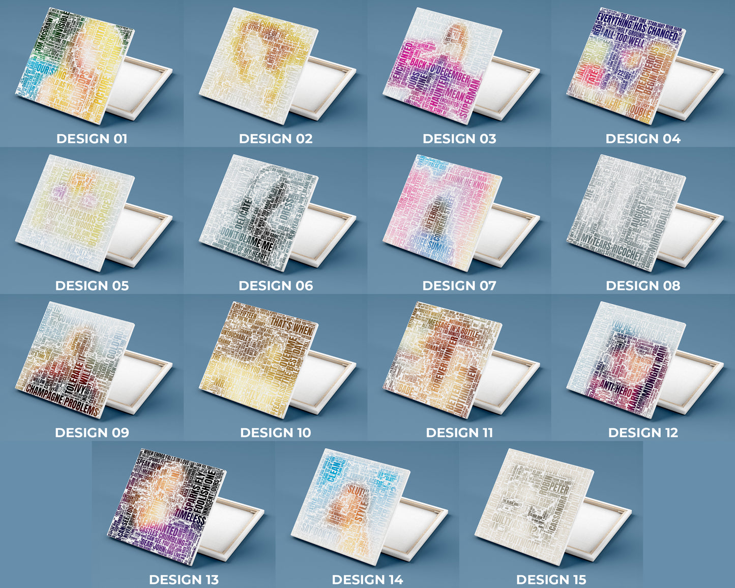 Set of word art album covers square canvas wall decor