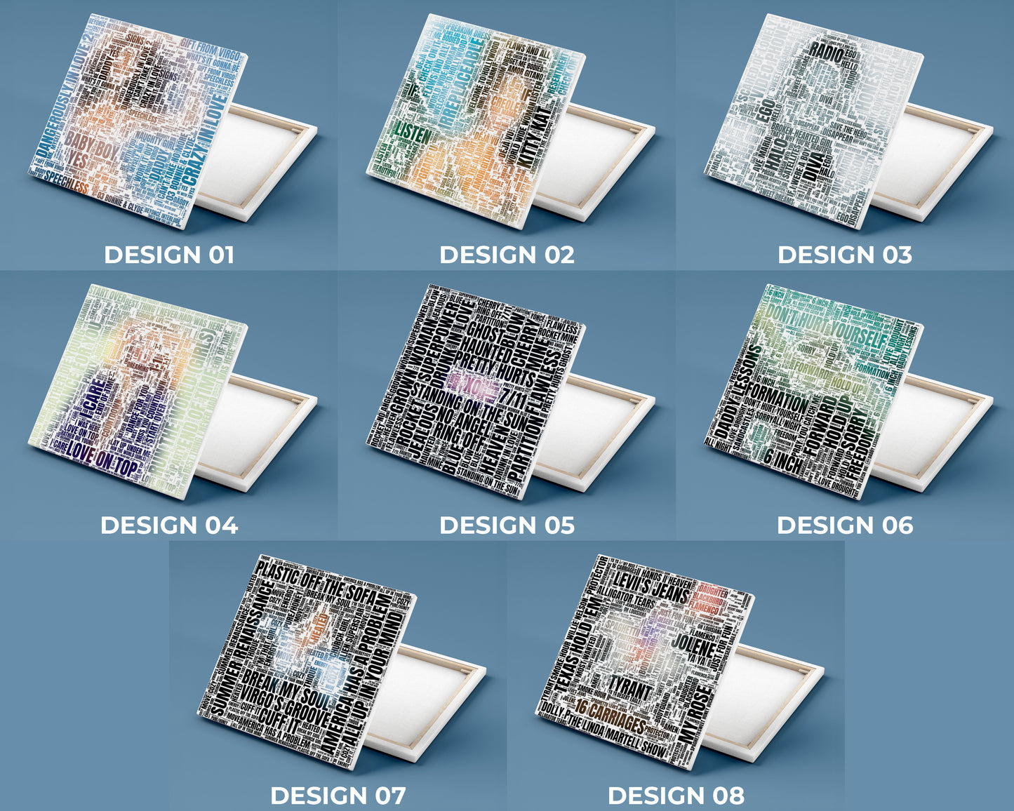 Set of word art album covers square canvas wall decor