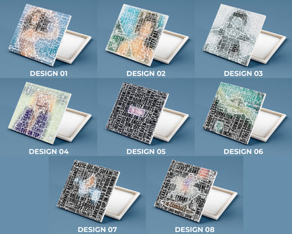 Set of word art album covers square canvas wall decor