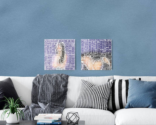 Set of word art album covers square canvas wall decor