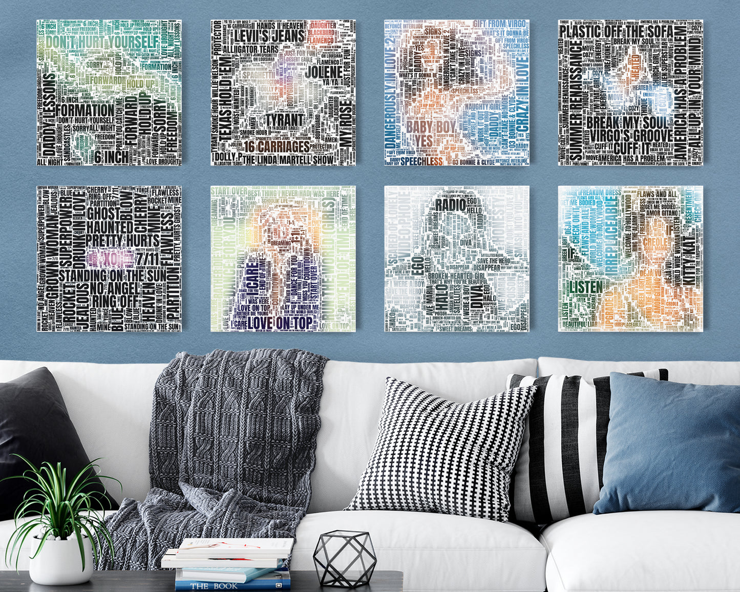 Set of word art album covers square canvas wall decor