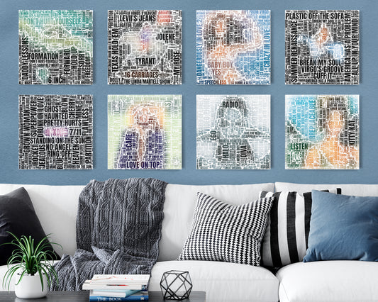 Set of word art album covers square canvas wall decor