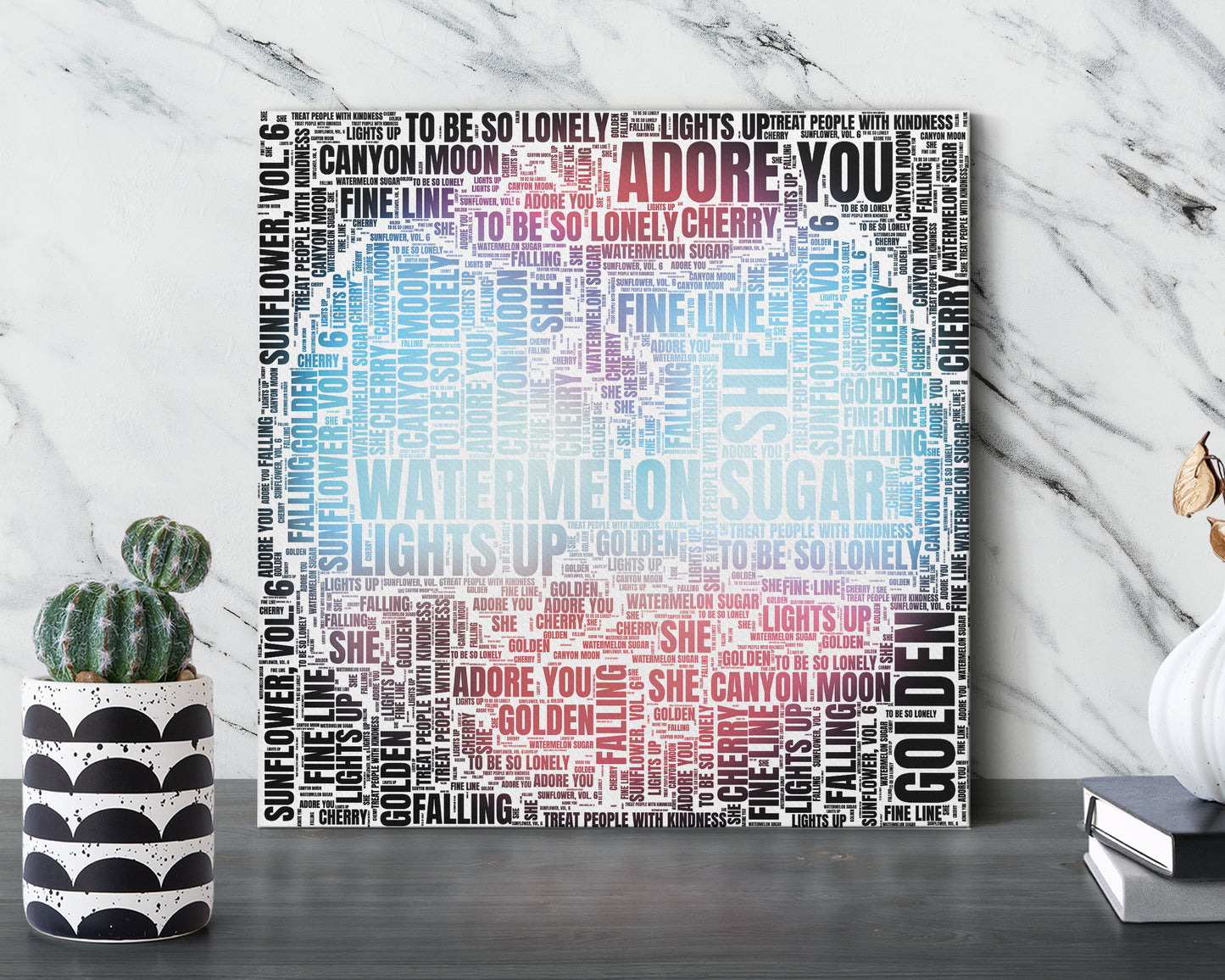 Set of word art album covers square canvas wall decor
