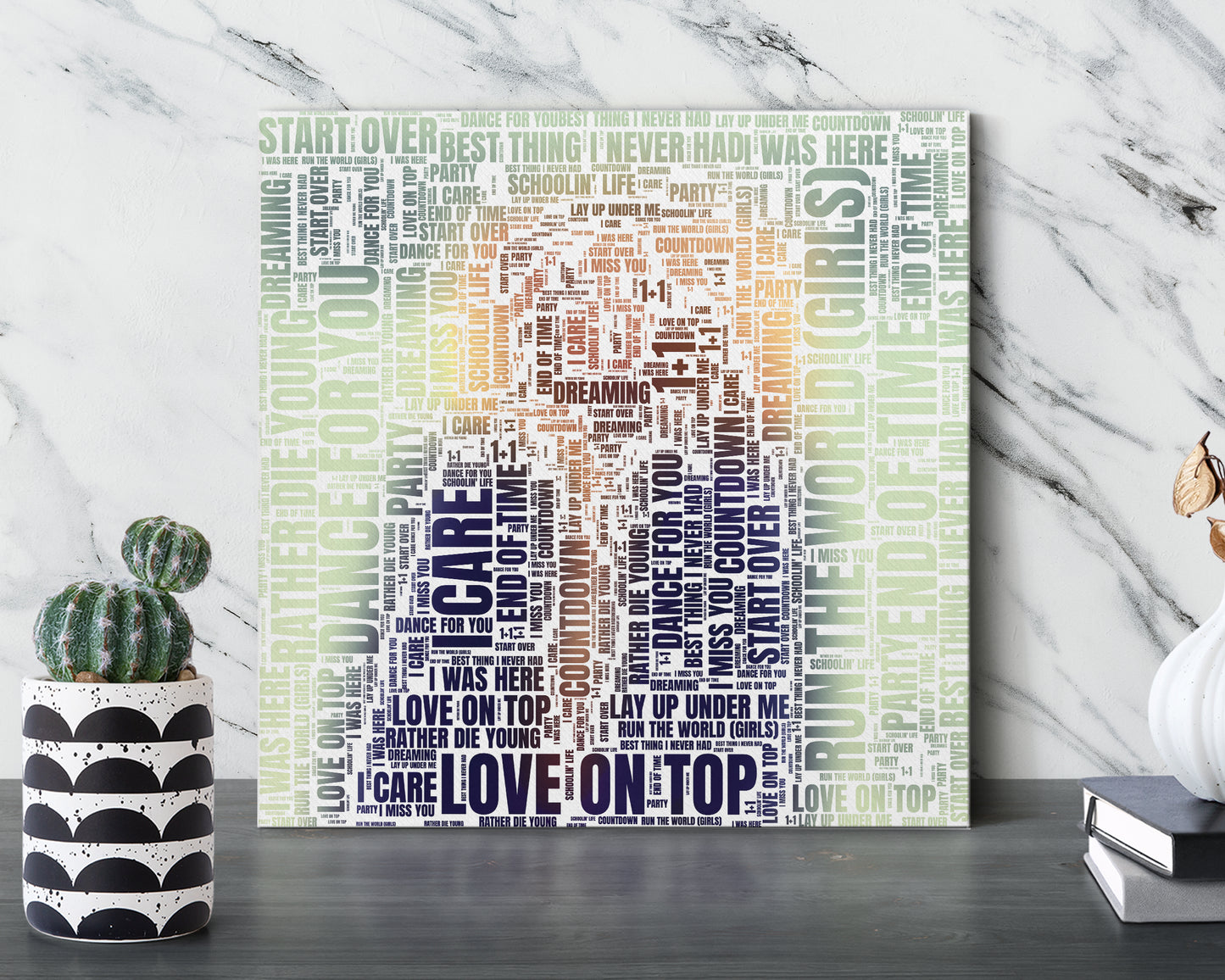 Set of word art album covers square canvas wall decor