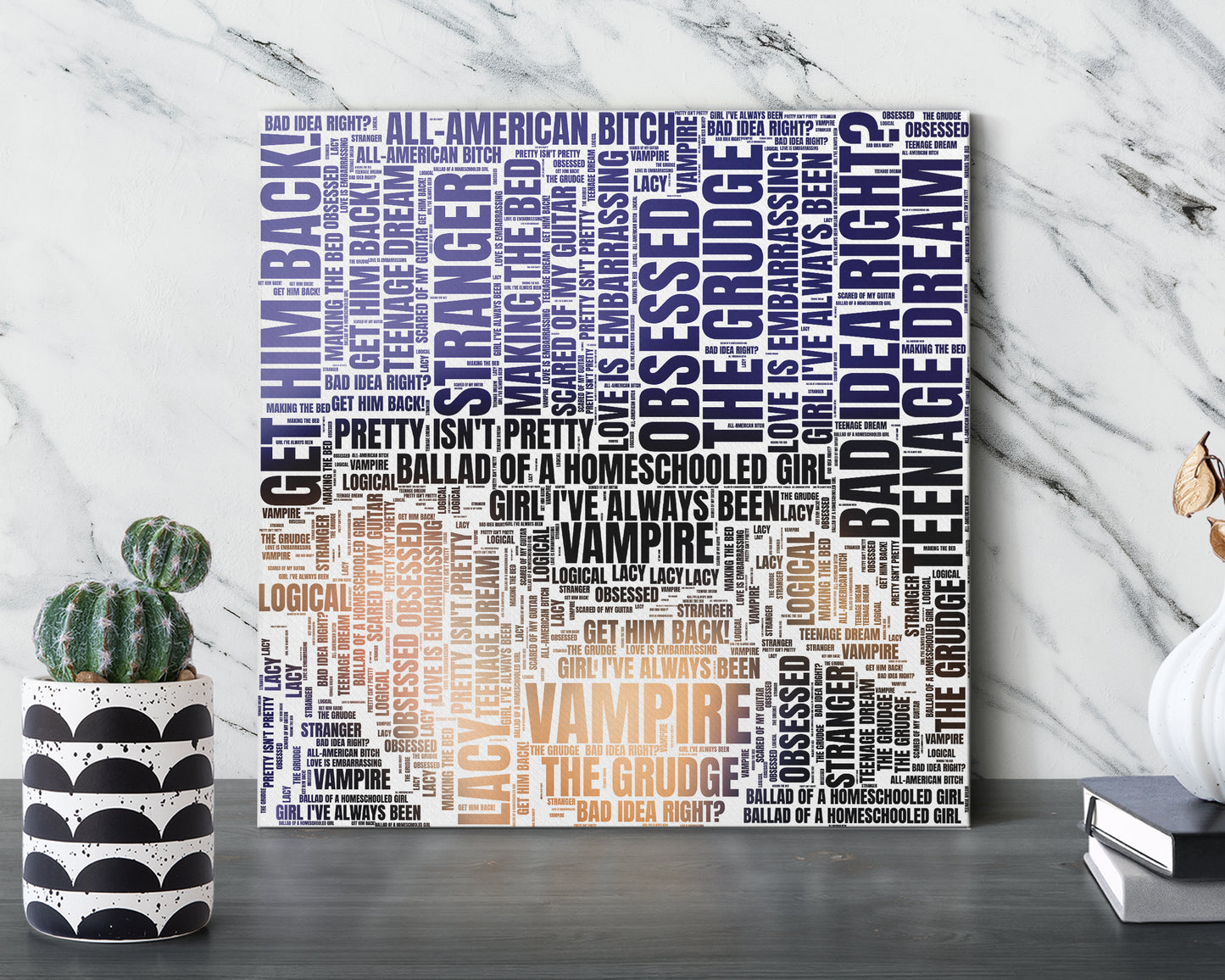 Set of word art album covers square canvas wall decor