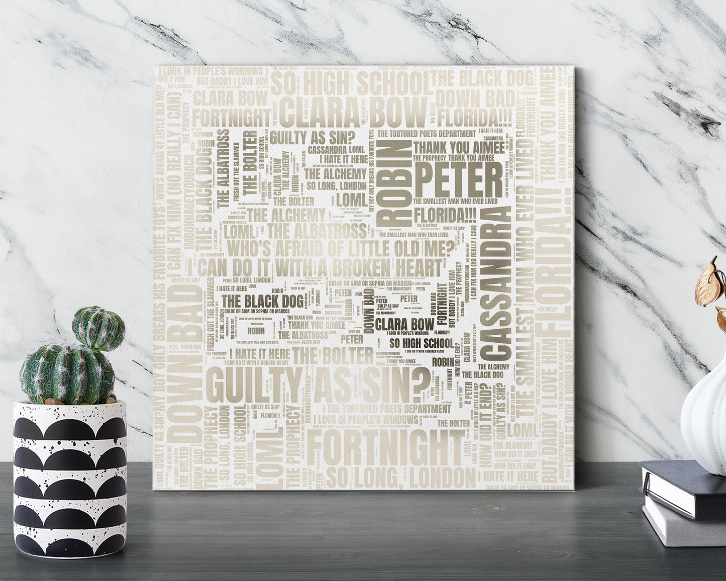 Tortured Poets album word art square canvas wall decor