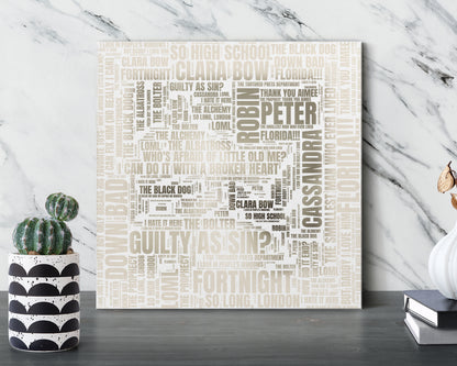 Tortured Poets album word art square canvas wall decor
