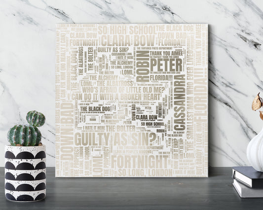 Tortured Poets album word art square canvas wall decor