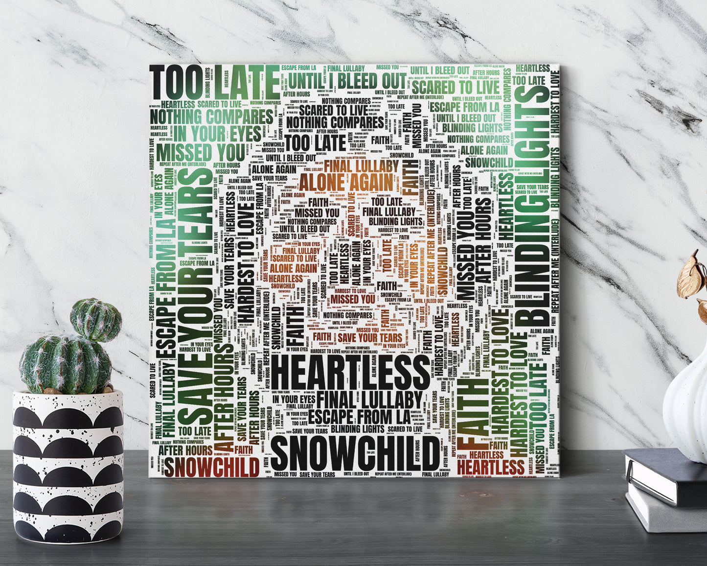Set of word art album covers square canvas wall decor