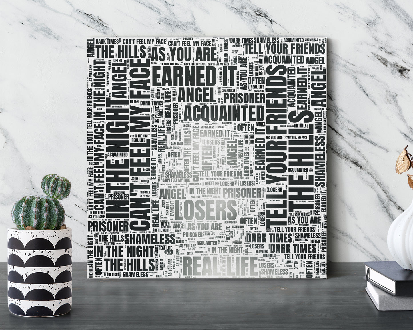 Set of word art album covers square canvas wall decor