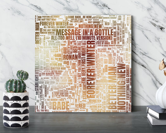 Red TV album word art square canvas wall decor