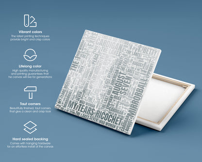 Folklore album word art square canvas wall decor