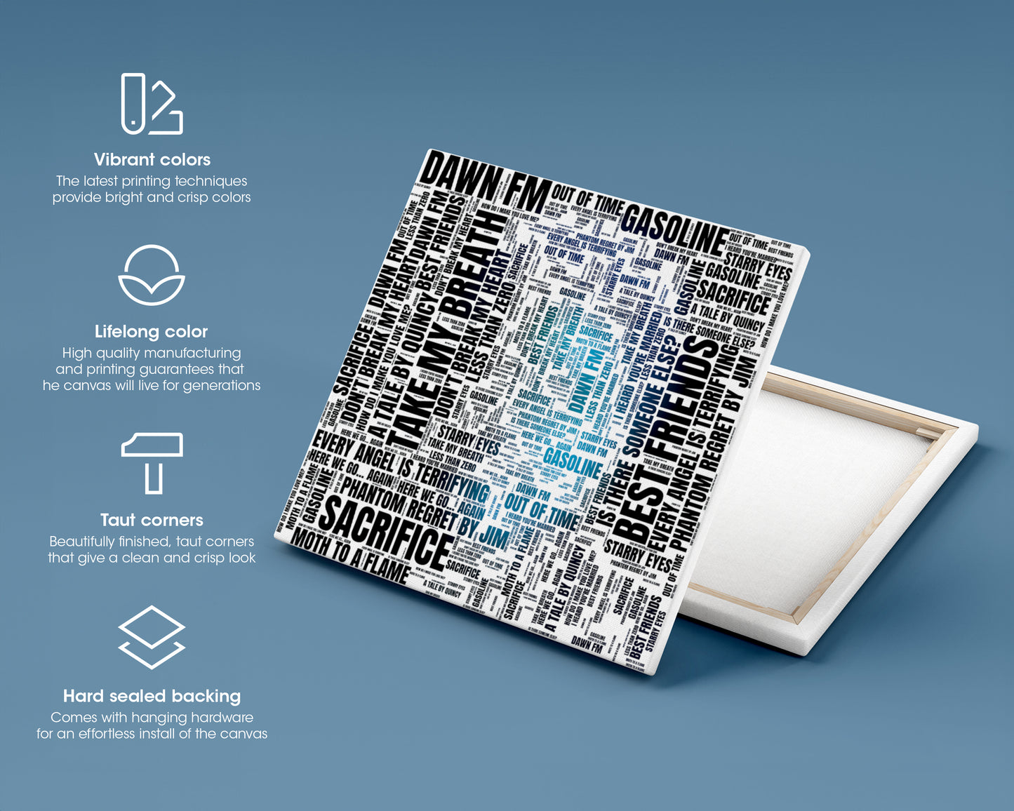 Set of word art album covers square canvas wall decor