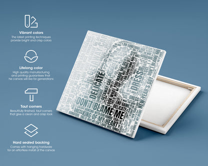 Reputation album word art square canvas wall decor