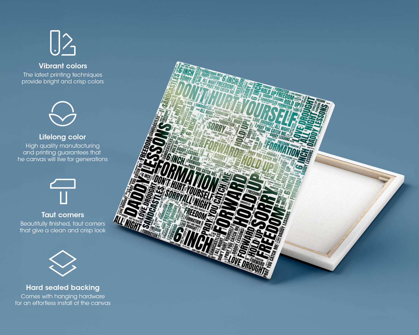 Lemonade album word art square canvas wall decor