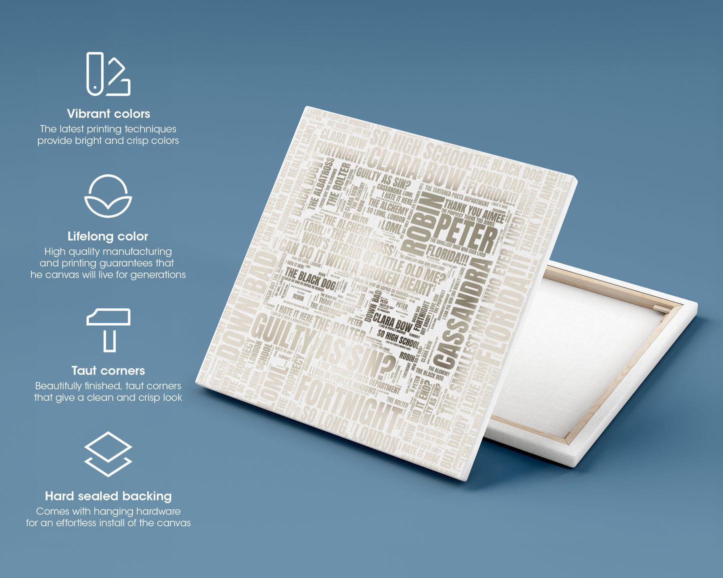 Tortured Poets album word art square canvas wall decor