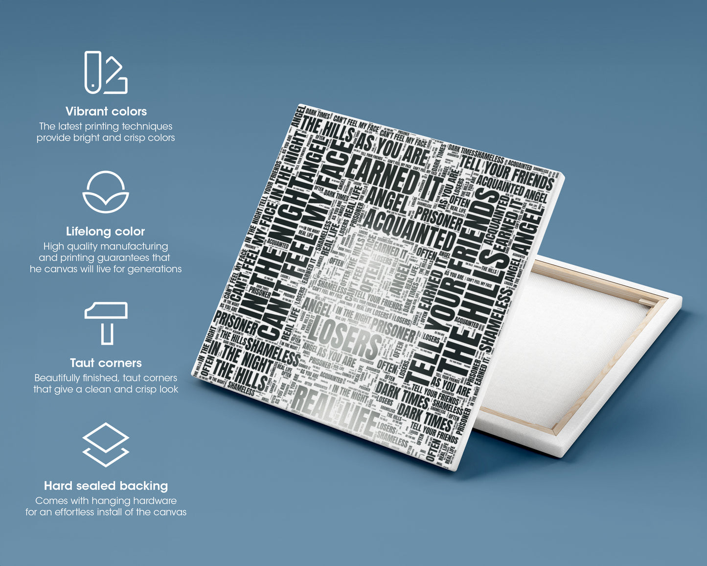 Beauty Behind the Madness album word art square canvas wall decor