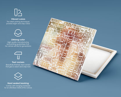 Red TV album word art square canvas wall decor