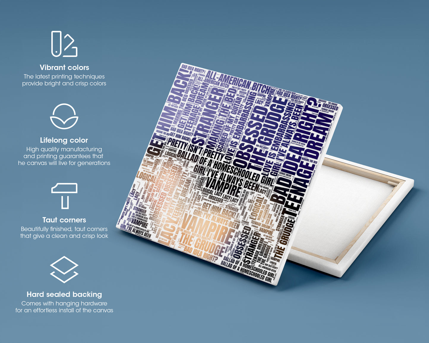 Set of word art album covers square canvas wall decor