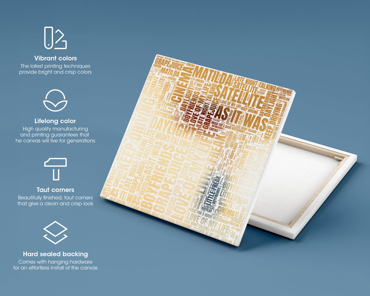 Set of word art album covers square canvas wall decor