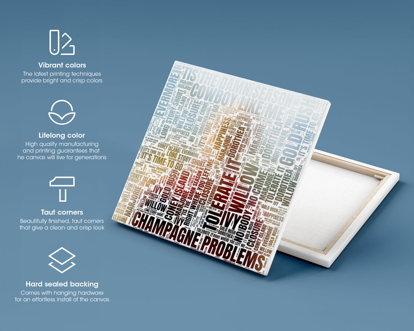 Evermore album word art square canvas wall decor