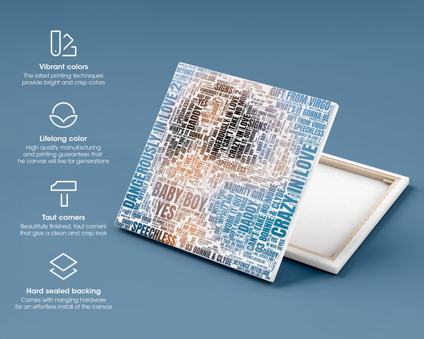 Dangerously in Love album word art square canvas wall decor