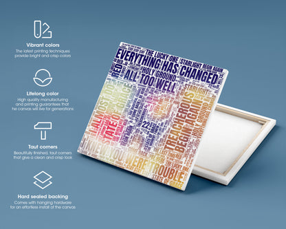 Red album word art square canvas wall decor