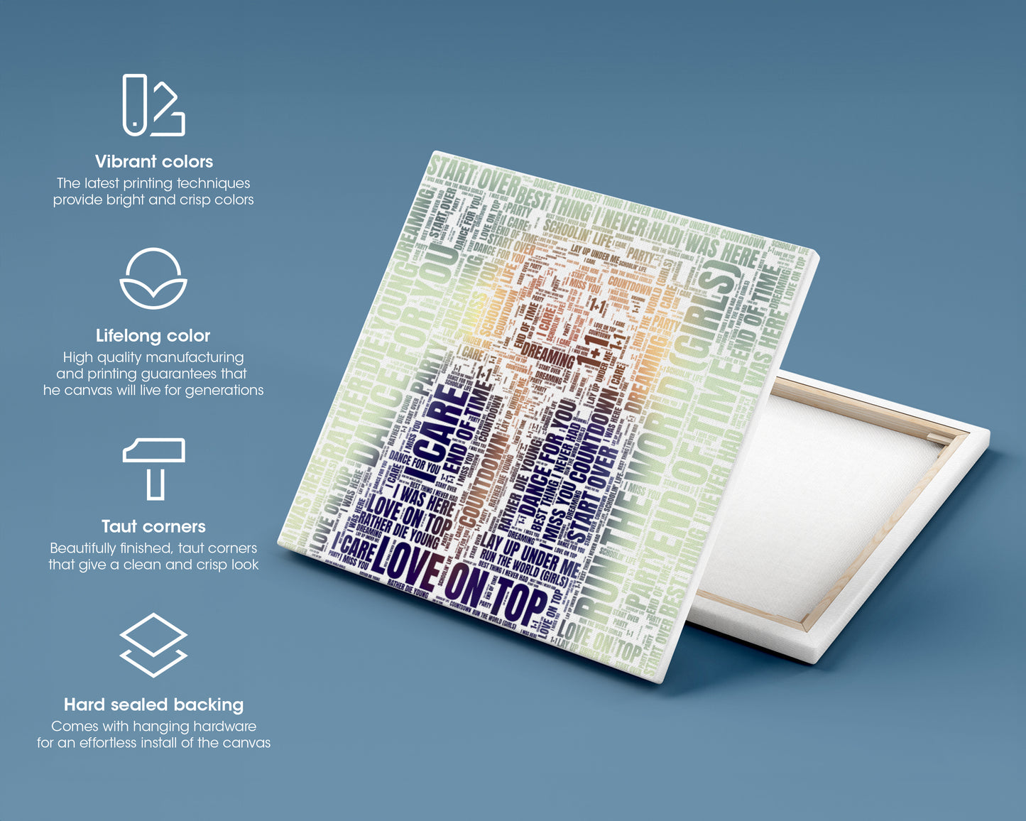 4 album word art square canvas wall decor