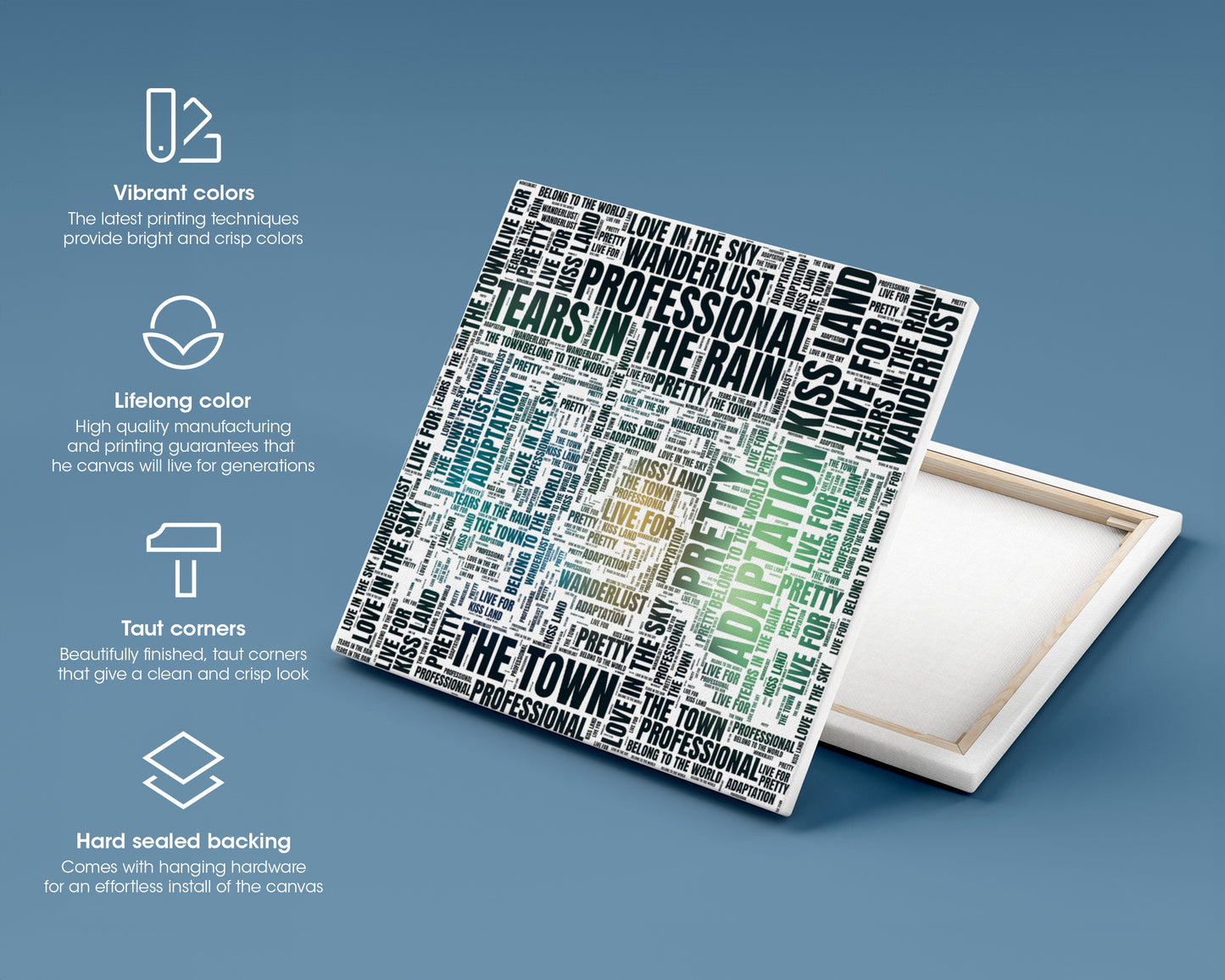 Kiss Land album word art square canvas wall decor