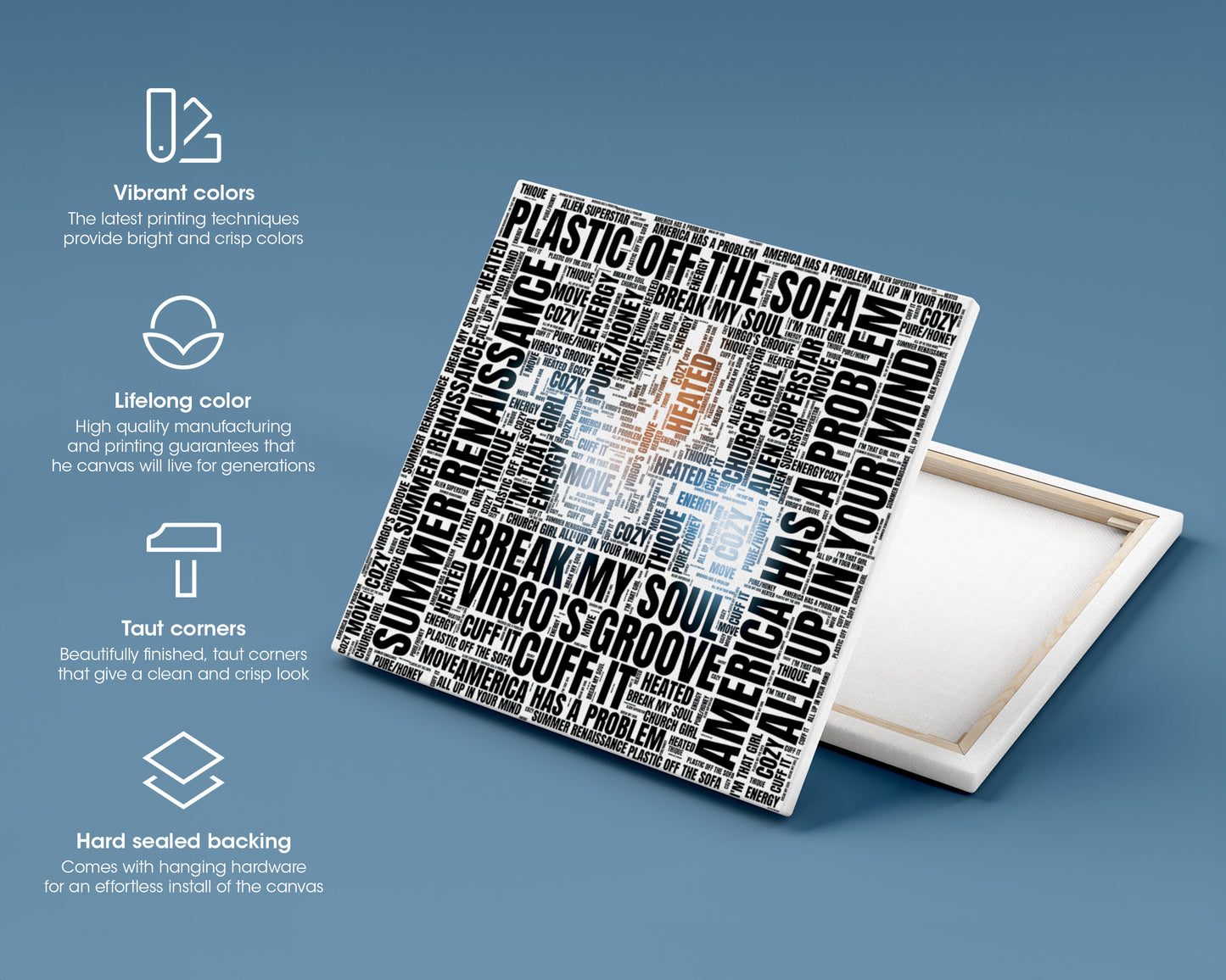 Renaissance album word art square canvas wall decor