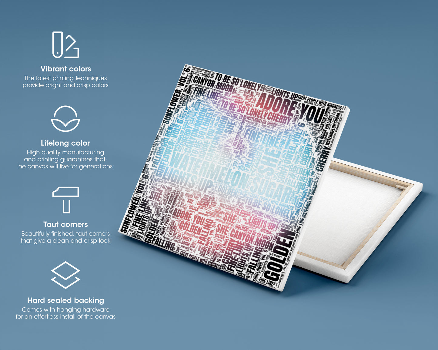 Fine Line album word art square canvas wall decor