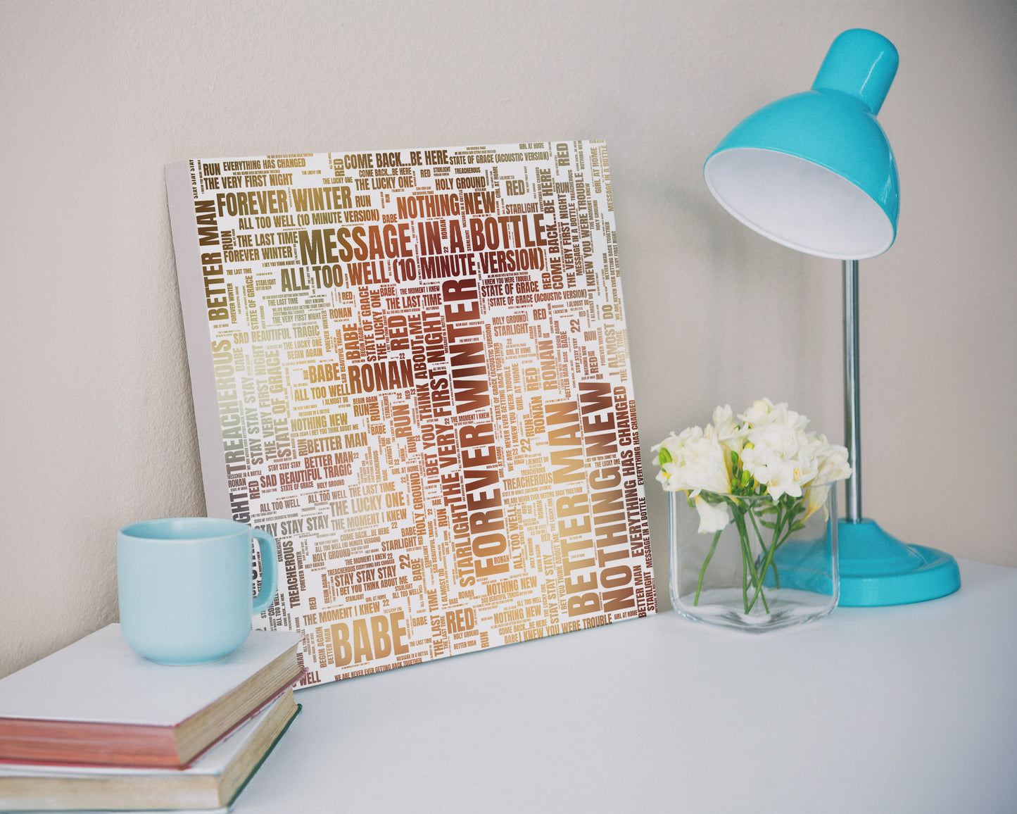 Red TV album word art square canvas wall decor