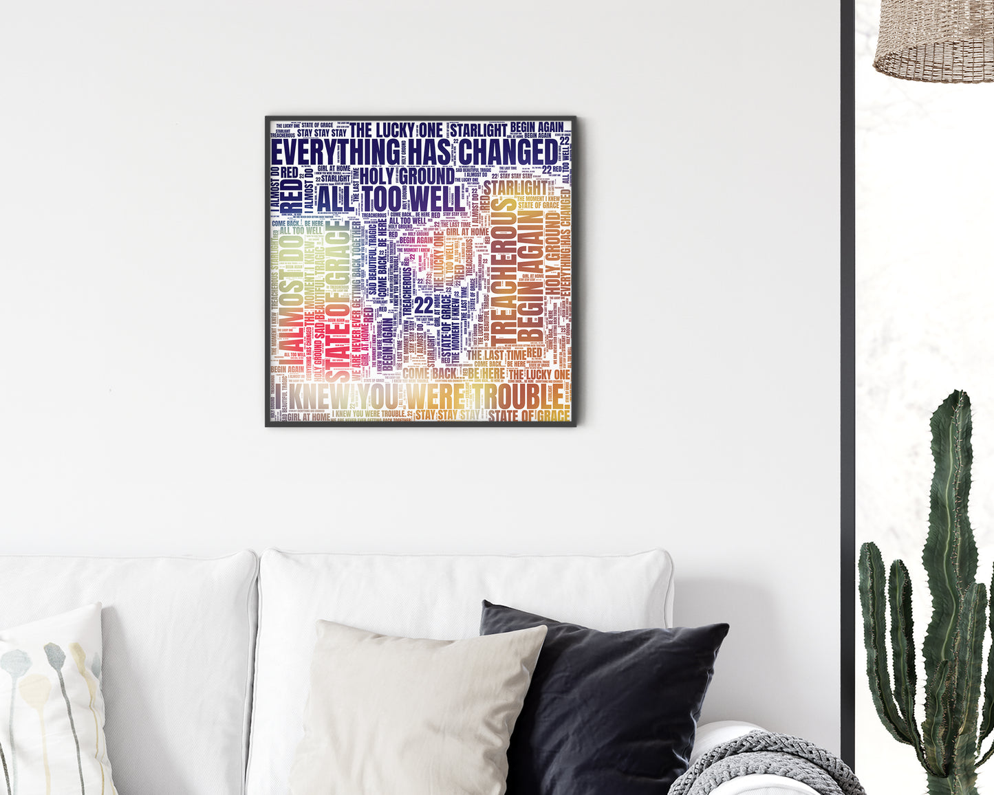 Red album word art square canvas wall decor