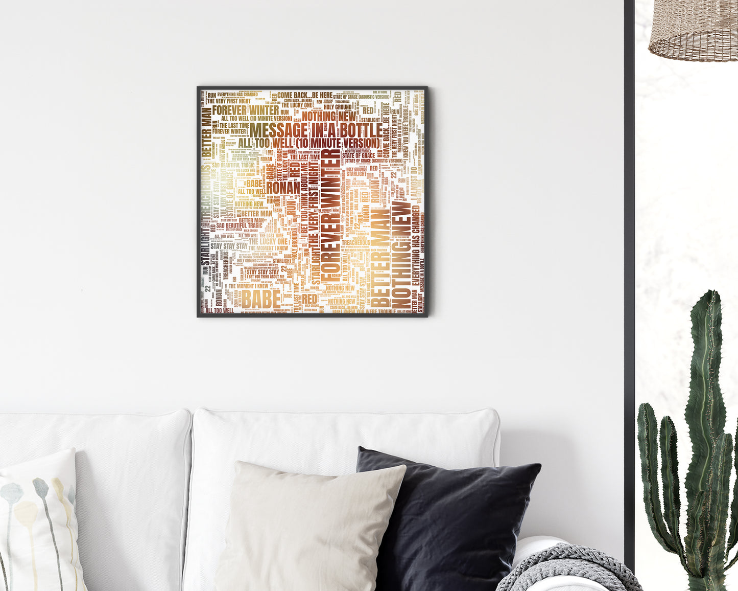 Red TV album word art square canvas wall decor