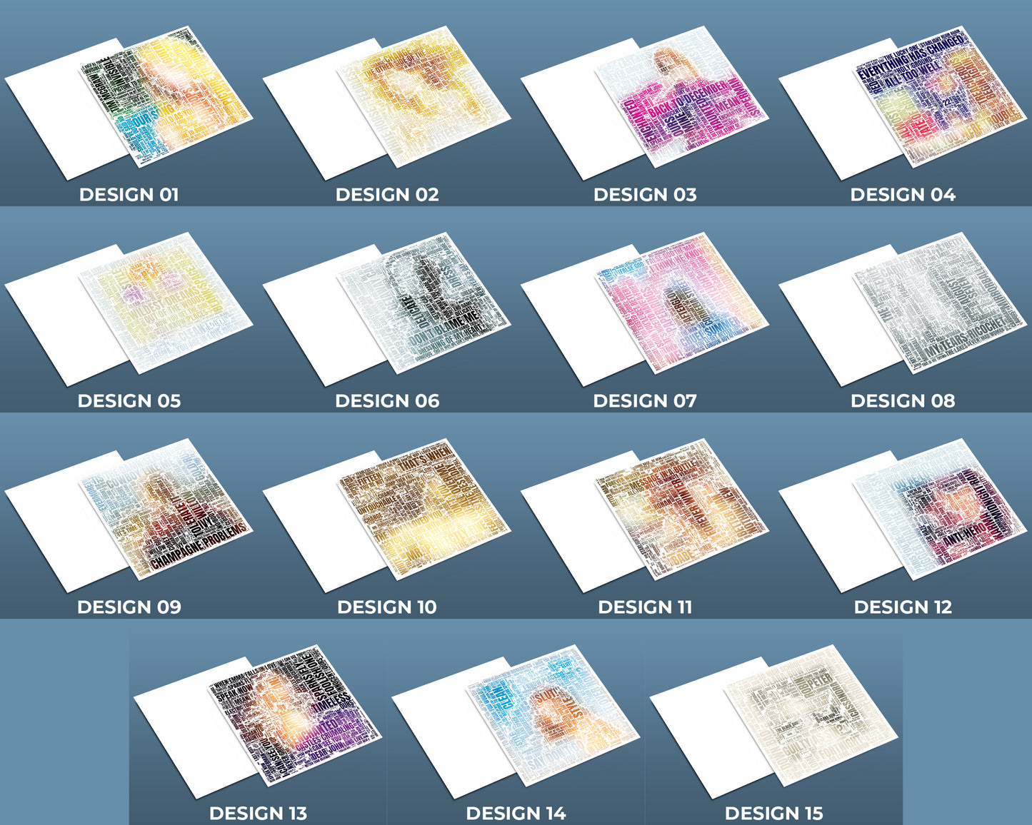 Set of word art album covers square poster