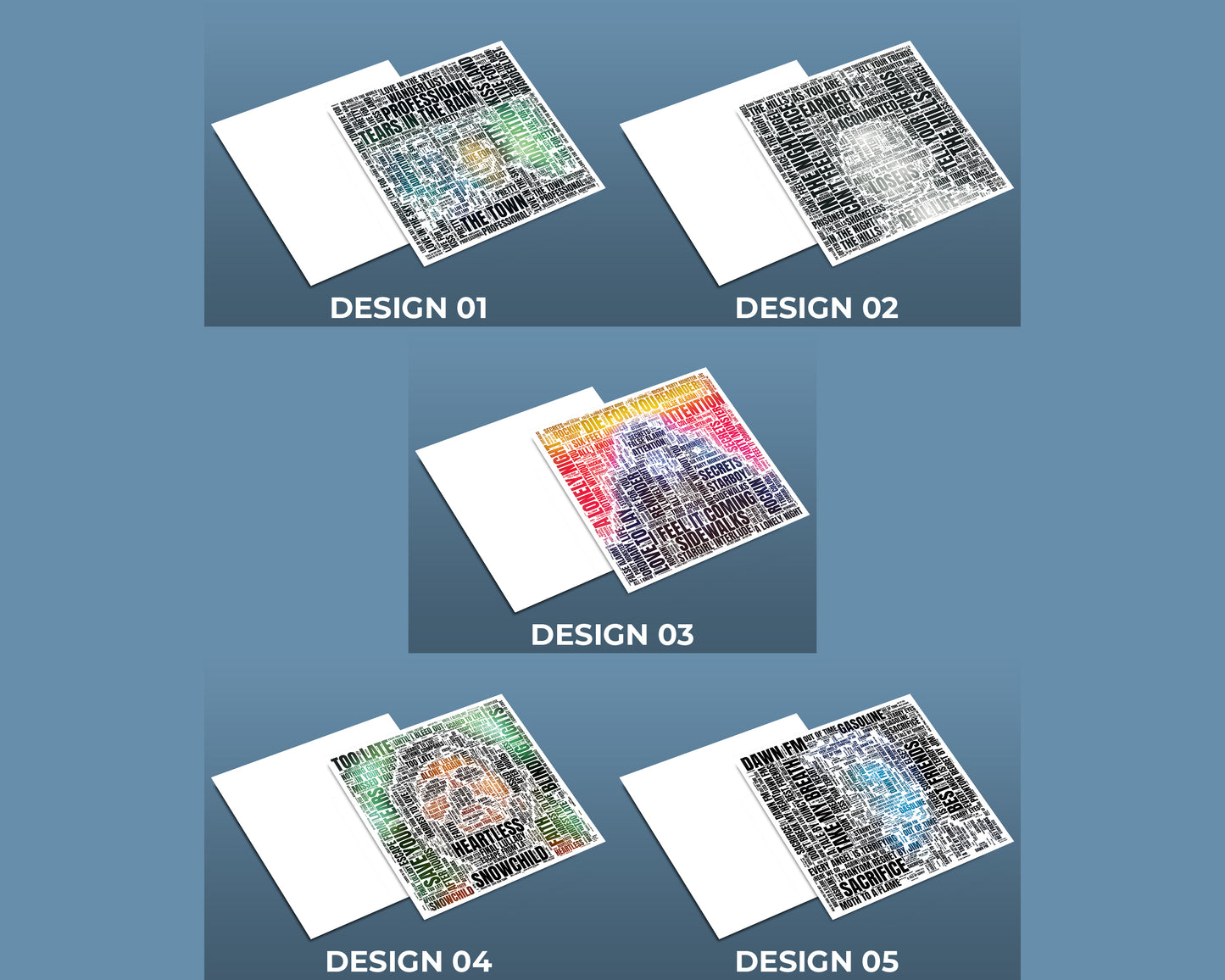 Set of word art album covers square poster