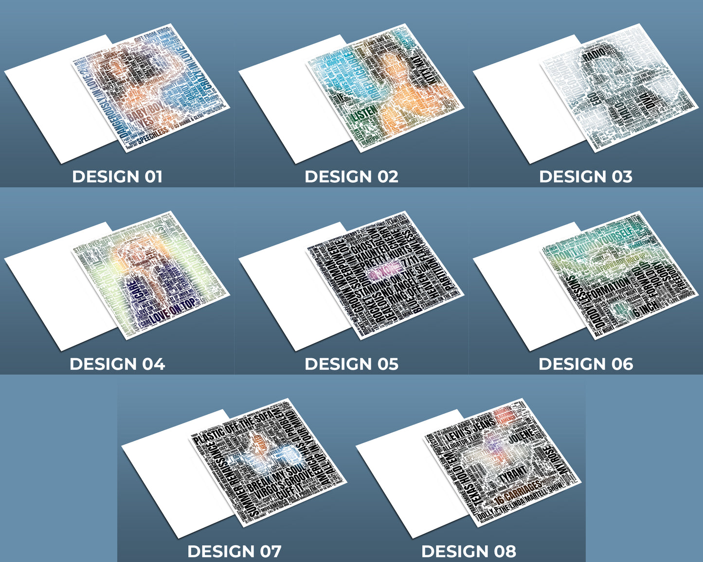 Set of word art album covers square poster