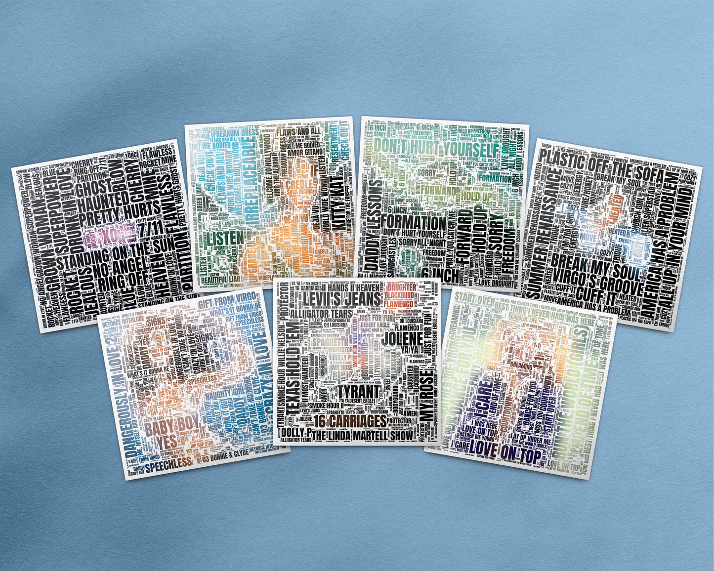 Set of word art album covers square poster