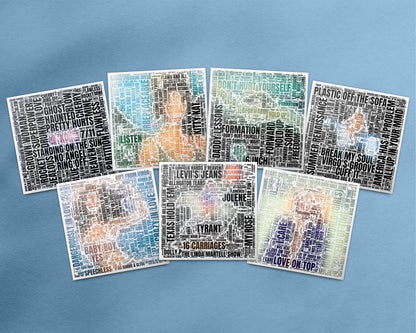 Set of word art album covers square poster