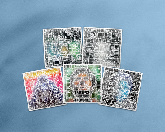 Set of word art album covers square poster