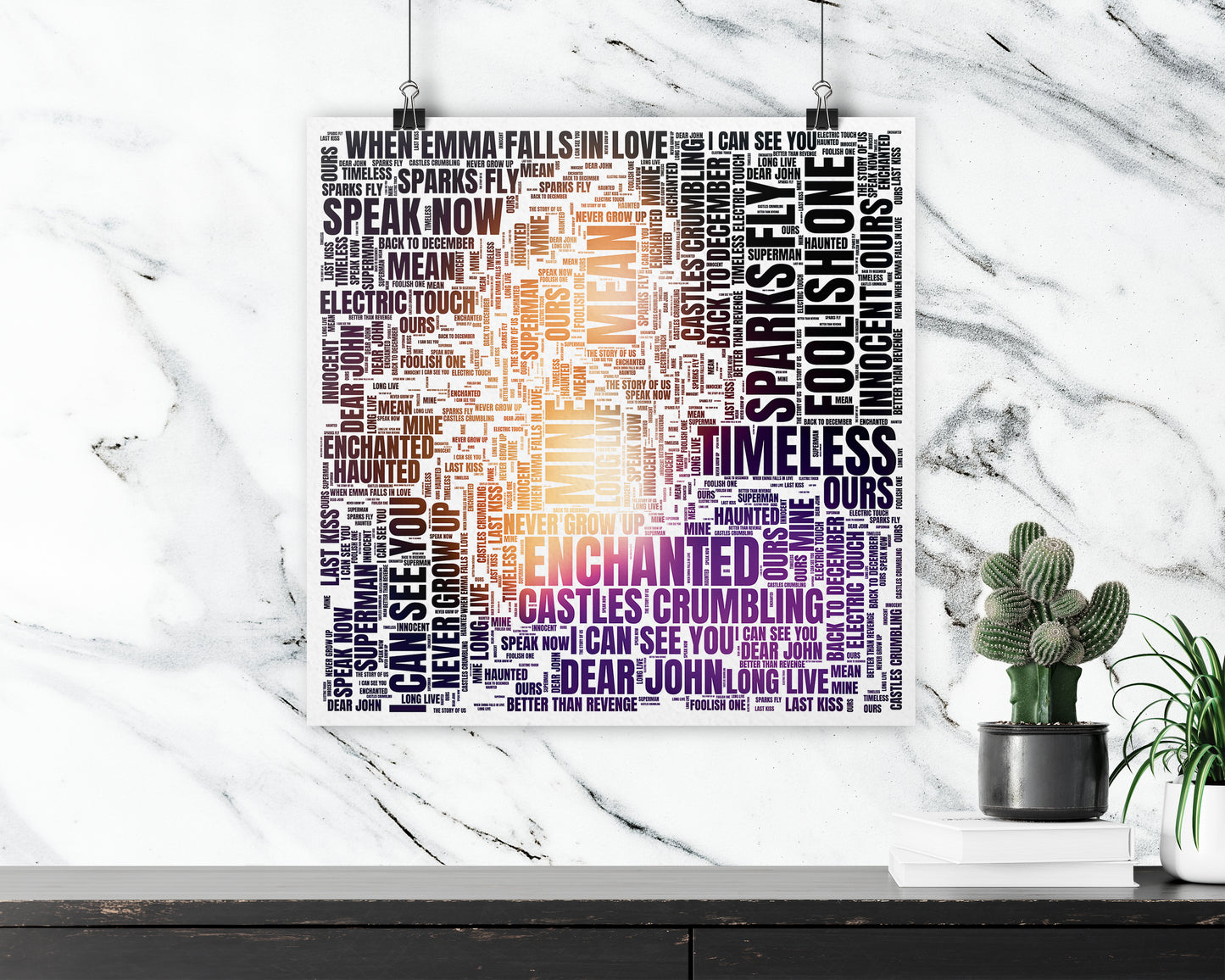 Set of word art album covers square poster