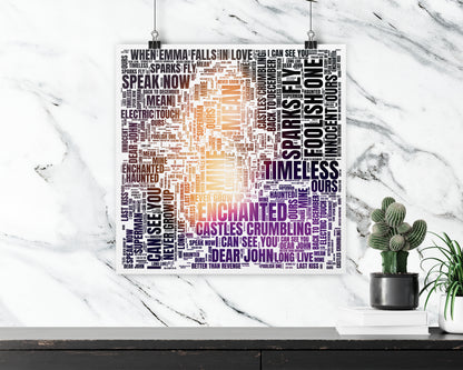 Set of word art album covers square poster